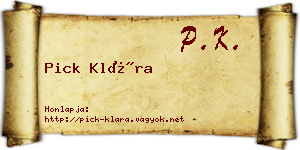 Pick Klára névjegykártya